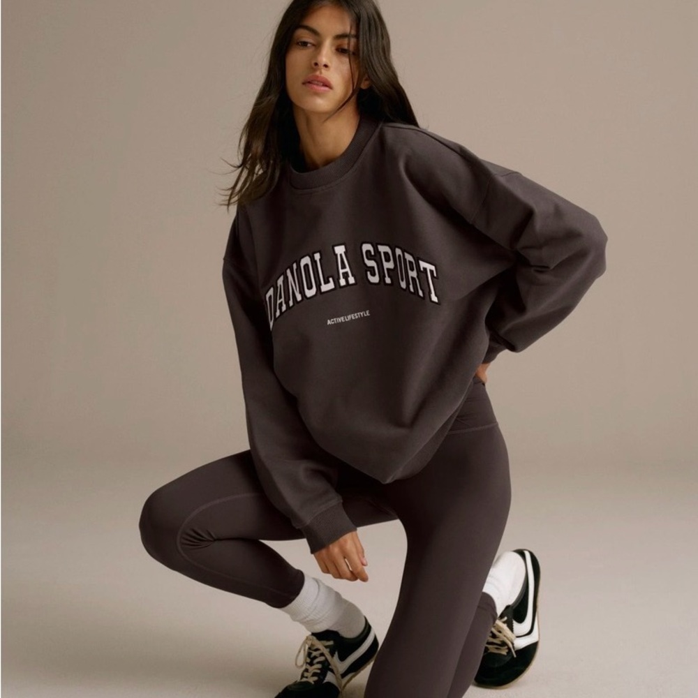 Adanola Charcoal Crewneck with White Varsity Logo